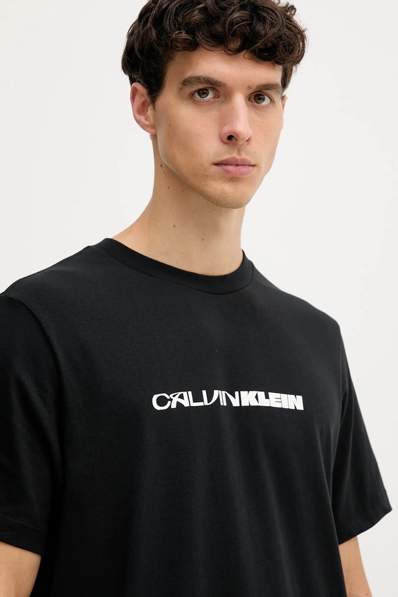 Βαμβακερό μπλουζάκι Calvin Klein Jeans μαύρο LV04RD807G