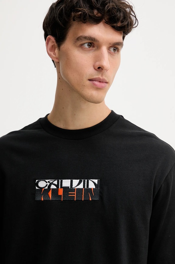 Βαμβακερό μπλουζάκι Calvin Klein Jeans μαύρο LV04RD808G