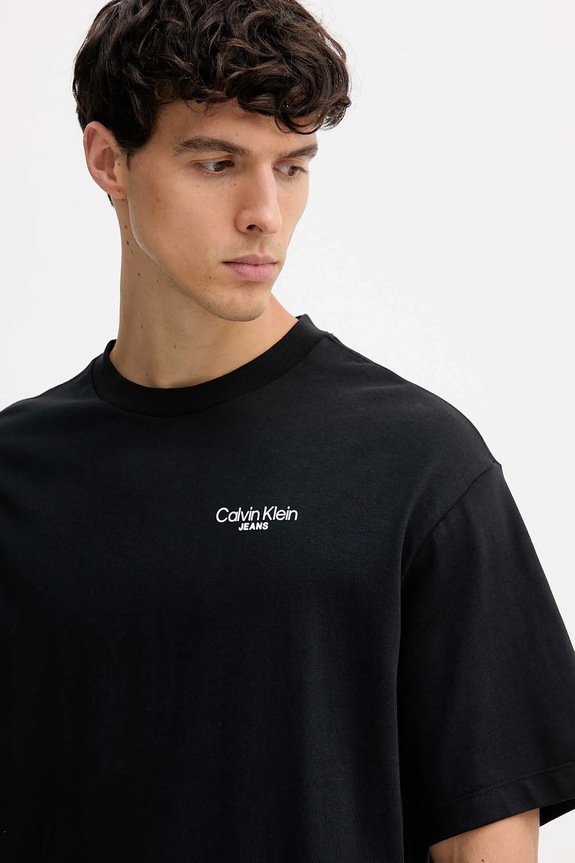 Bombažna kratka majica Calvin Klein Jeans črna LV04RD825G