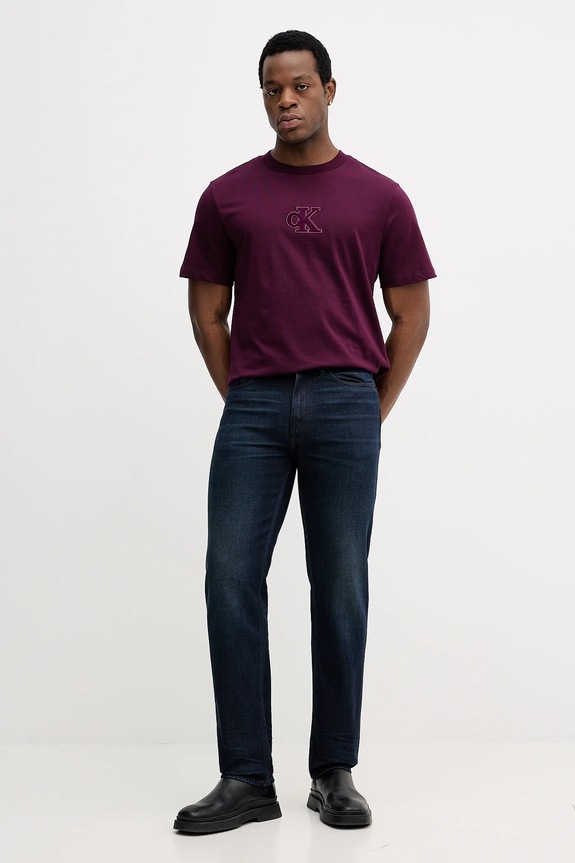 Calvin Klein Jeans t-shirt bawełniany LV04RD253G fioletowy AW25
