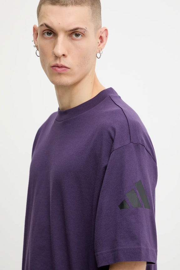 adidas t-shirt bawełniany Essentials fioletowy JX5670