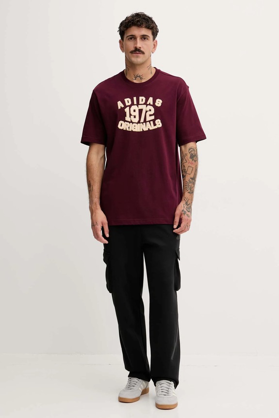 adidas Originals pamut póló Varsity JX8175 burgundia AW25
