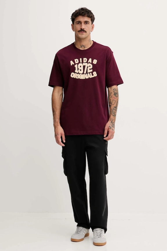 adidas Originals pamut póló Varsity JX8175 burgundia AW25