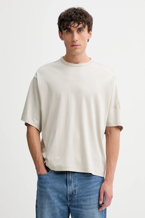 adidas t-shirt bawełniany Soft Lux bawełna beżowy KB6778