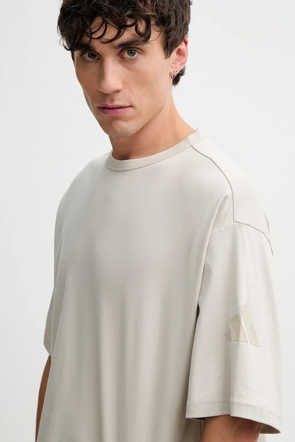 adidas t-shirt bawełniany Soft Lux beżowy KB6778