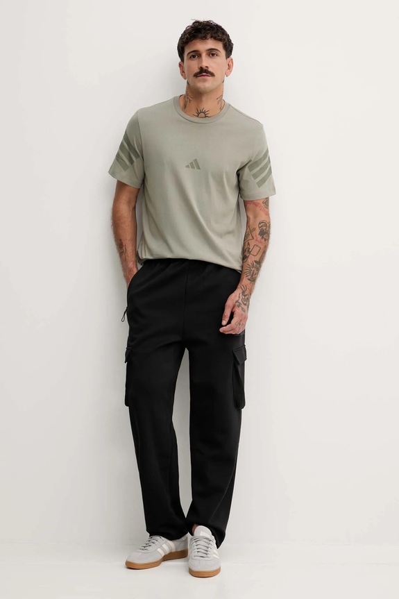 Βαμβακερό μπλουζάκι adidas Fi 3S JW7073 πράσινο AW25