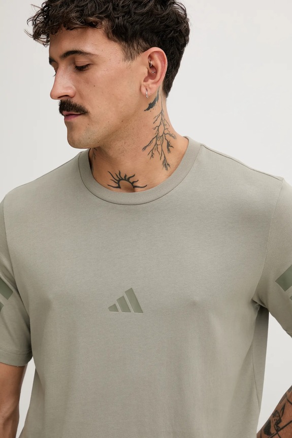 Βαμβακερό μπλουζάκι adidas Fi 3S πράσινο JW7073
