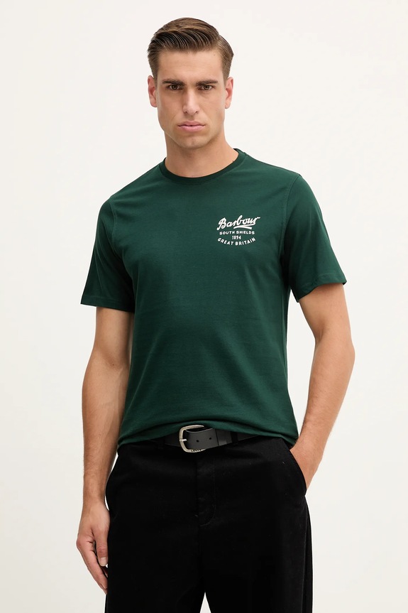 Barbour t-shirt in cotone sovrastampa verde MTS1347