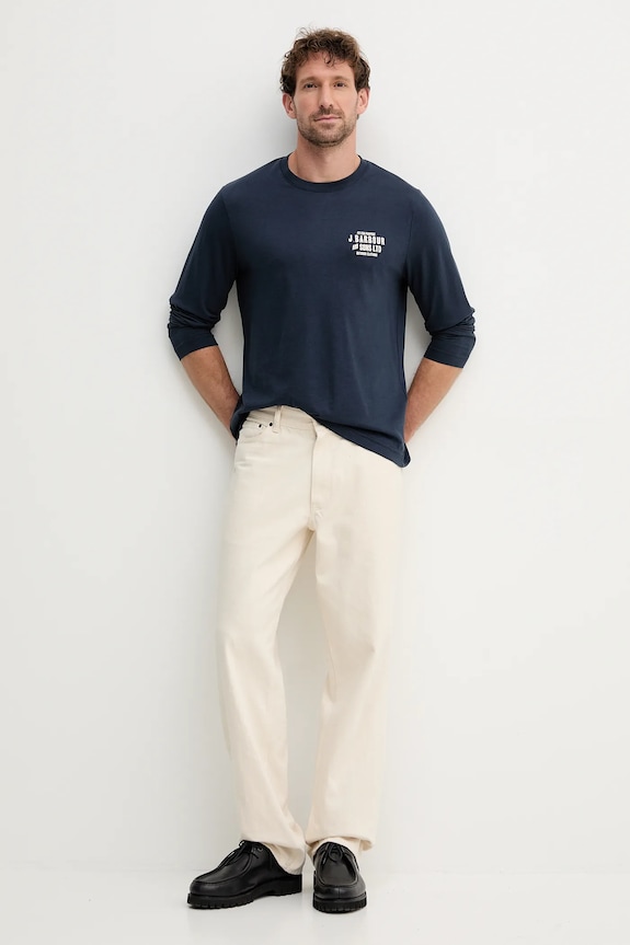 Barbour longsleeve bawełniany granatowy MTS1471