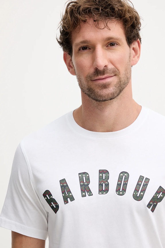 Barbour t-shirt bawełniany BOUGHS biały MTS1509