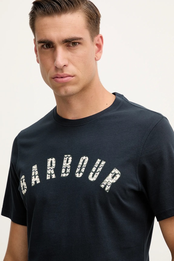 Bavlnené tričko Barbour BOUGHS tmavomodrá MTS1509