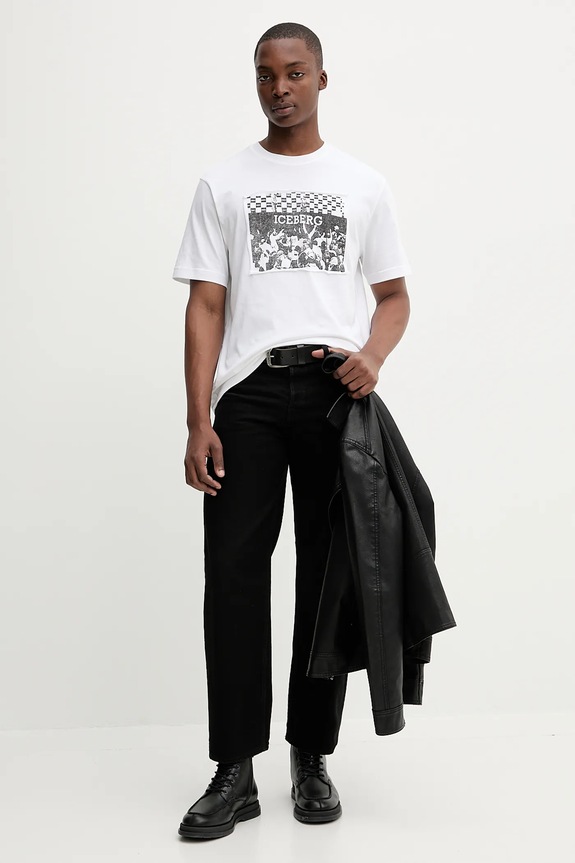 Iceberg t-shirt in cotone F02B.6325. bianco AW25