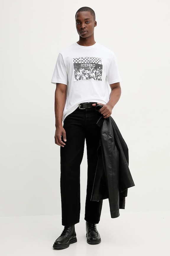 Iceberg t-shirt in cotone F02B.6325. bianco AW25