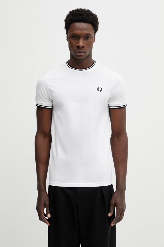 Fred Perry Men's Cotton T-shirt regular white M1588V