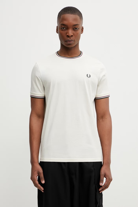 Fred Perry t-shirt bawełniany męski gładkie beżowy M1588V