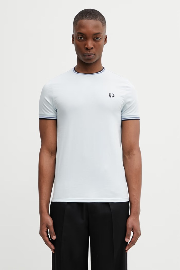 Fred Perry kratka majica moška bombažna Brez vzorca modra M1588V