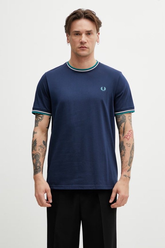 Fred Perry férfi pamut T-shirt pamut sötétkék M1588V