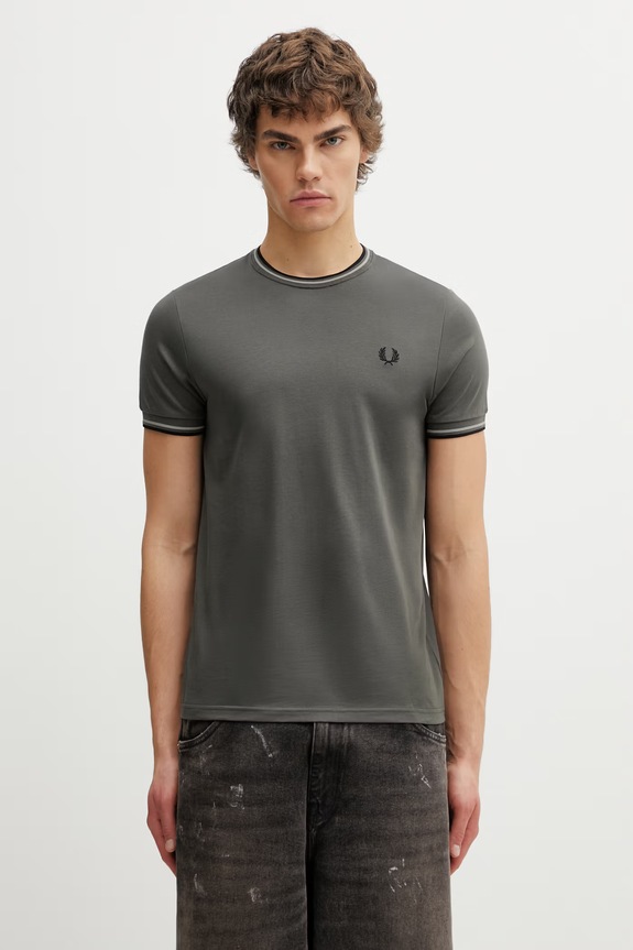 Fred Perry t-shirt in cotone da uomo regolare verde M1588V