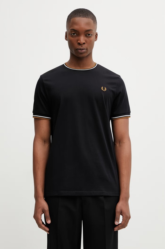 Fred Perry t-shirt bawełniany męski gładkie czarny M1588V