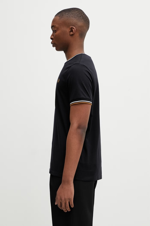 Fred Perry t-shirt Ανδρικό βαμβακερό M1588V μαύρο SS26