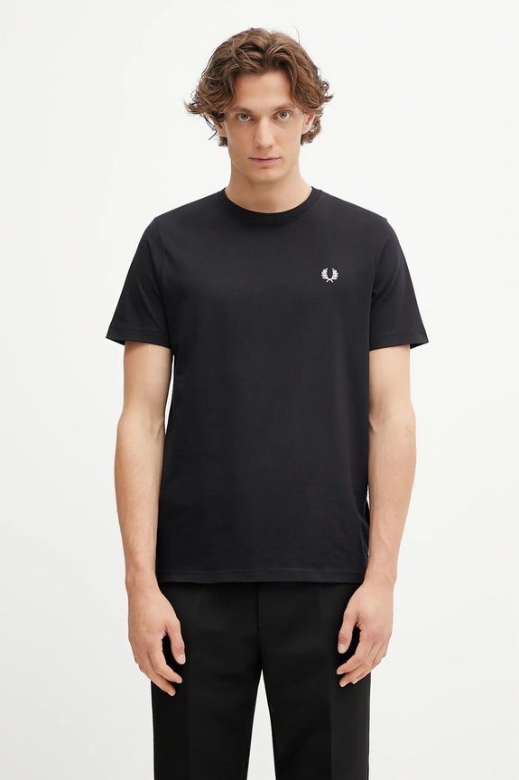 Fred Perry t-shirt bawełniany gładkie czarny M1600V
