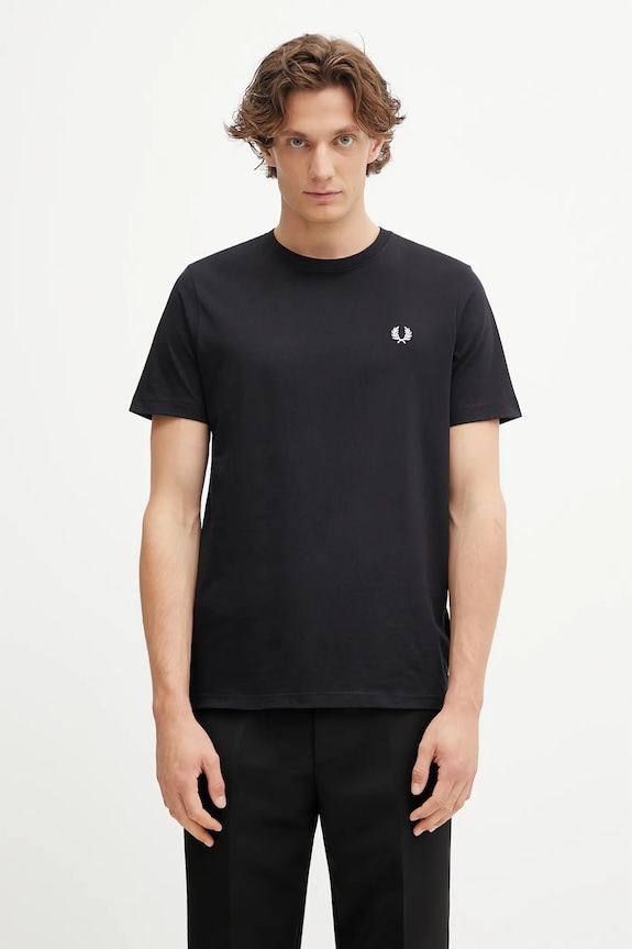 Fred Perry t-shirt bawełniany gładkie czarny M1600V
