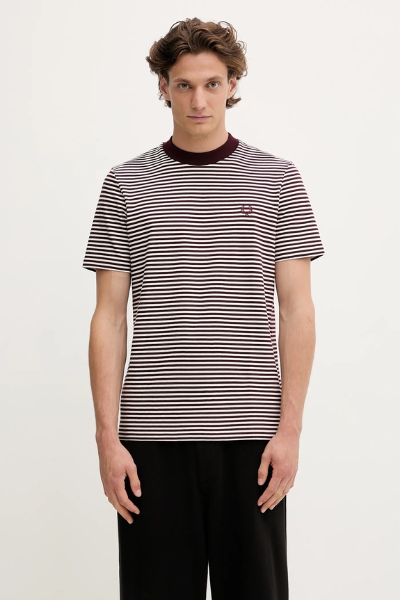 Fred Perry tricou din bumbac cu modele burgundia M6581