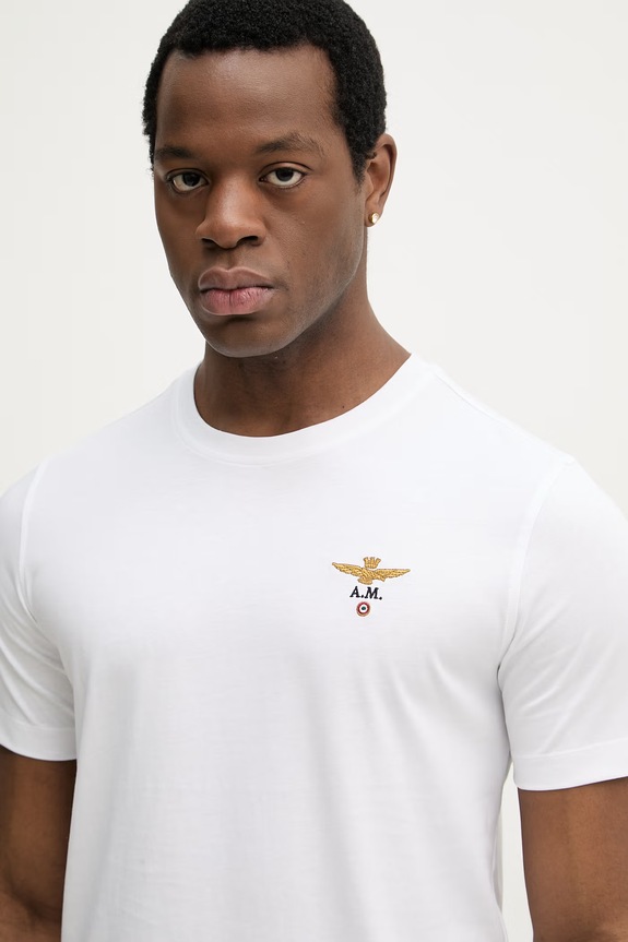 Aeronautica Militare tricou bărbătesc de bumbac alb TS1580UJ00372