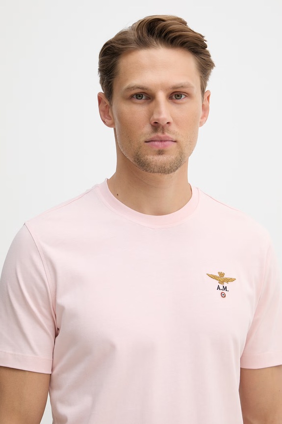 Aeronautica Militare tricou bărbătesc din bumbac roz TS1580UJ00372