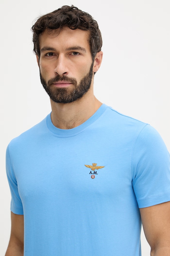 Aeronautica Militare tricou bărbătesc din bumbac albastru TS1580UJ00372