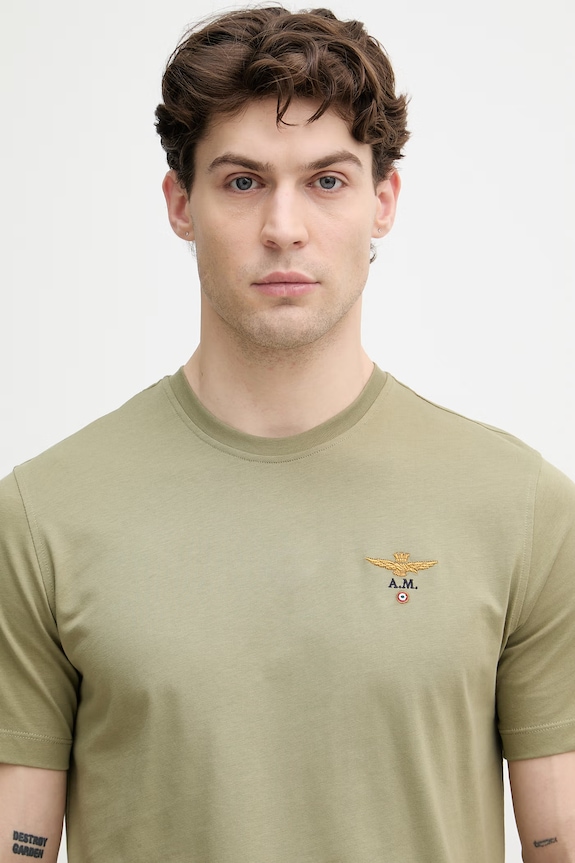 Aeronautica Militare tričko pánske bavlnené zelená TS1580UJ00372