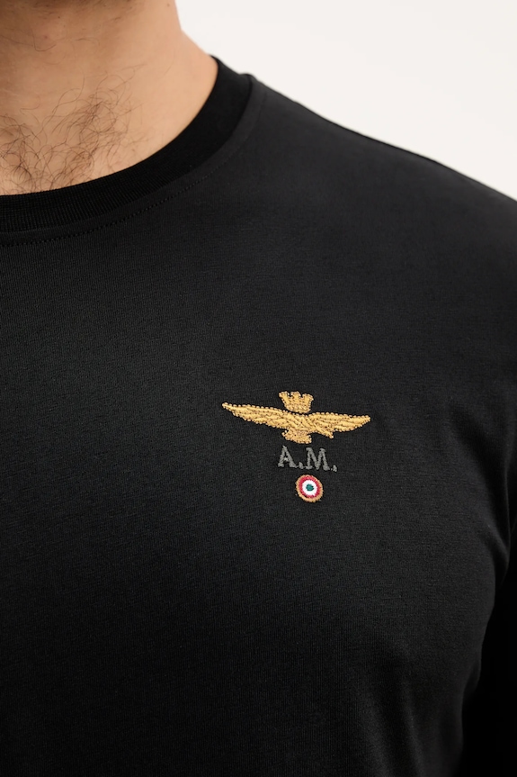Aeronautica Militare T-shirt męski bawełniany TS1580UJ00372 czarny