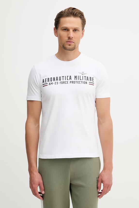 Aeronautica Militare футболка basic для мужчин из хлопка белый TS1942UJ00538