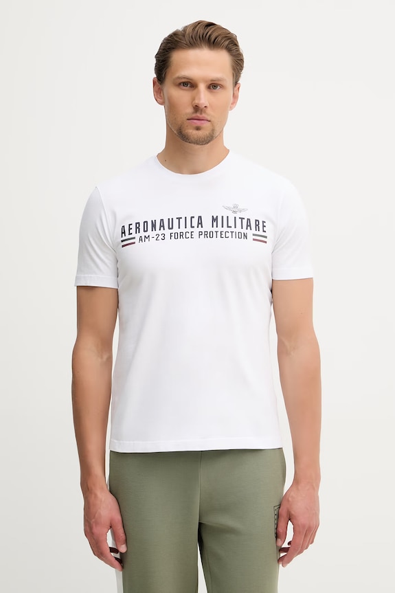 Aeronautica Militare футболка basic для мужчин из хлопка белый TS1942UJ00538