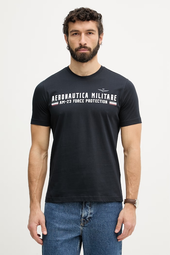 Aeronautica Militare футболка basic для мужчин из хлопка тёмно-синий TS1942UJ00538