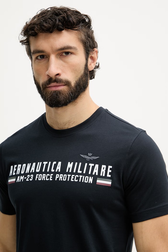 Aeronautica Militare футболка basic для мужчин из хлопка тёмно-синий TS1942UJ00538