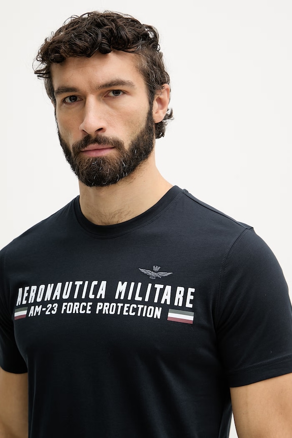 Aeronautica Militare футболка basic для мужчин из хлопка тёмно-синий TS1942UJ00538