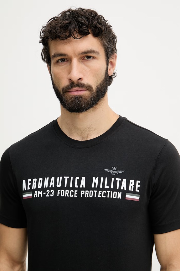 Aeronautica Militare футболка basic для мужчин из хлопка чёрный TS1942UJ00538