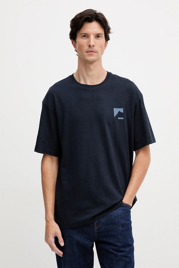 Odzież BOSS Orange t-shirt bawełniany Te_polar 50551471 granatowy