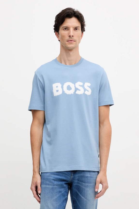 BOSS Orange t-shirt bawełniany Te_Frozen nadruk niebieski 50554616