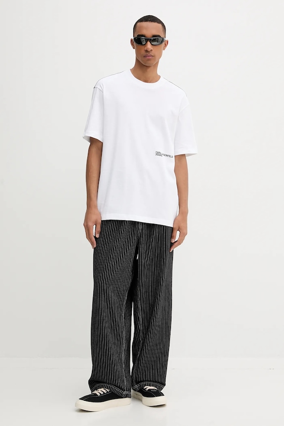 Karl Lagerfeld Jeans tricou din bumbac A4M17030 alb AW25