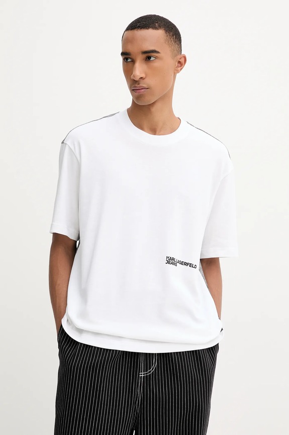 Îmbrăcăminte Karl Lagerfeld Jeans tricou din bumbac A4M17030 alb