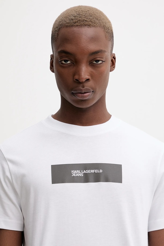 Βαμβακερό μπλουζάκι Karl Lagerfeld Jeans λευκό A4M17019