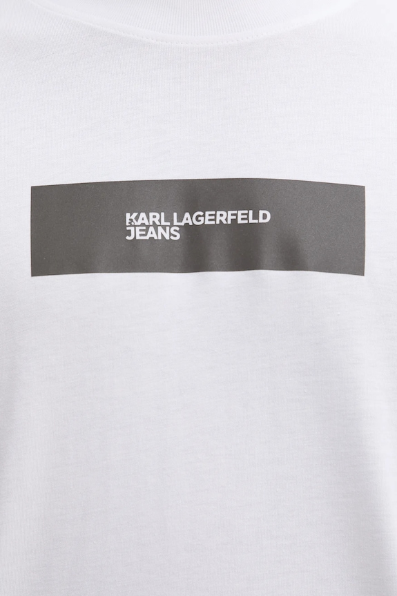 Βαμβακερό μπλουζάκι Karl Lagerfeld Jeans A4M17019 λευκό