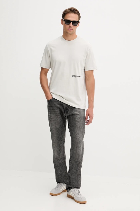 Bavlněné tričko Karl Lagerfeld Jeans A4M17024 béžová AW25