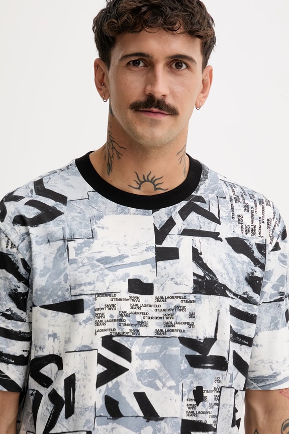 Karl Lagerfeld Jeans pamut póló szürke A4M17031