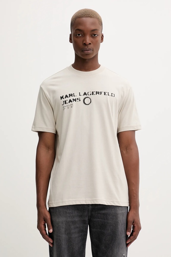 Μπλουζάκι Karl Lagerfeld Jeans στάμπα μπεζ A4M17022
