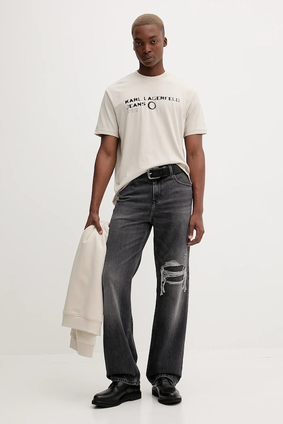 Μπλουζάκι Karl Lagerfeld Jeans A4M17022 μπεζ AW25