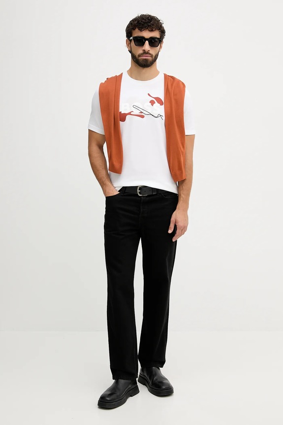 Bavlnené tričko BOSS C-Thompson 215 50549282 béžová AW25