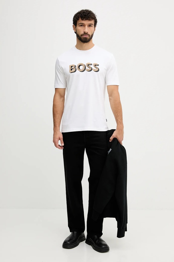 Bavlnené tričko BOSS H-Thompson 656 50551902 biela AW25